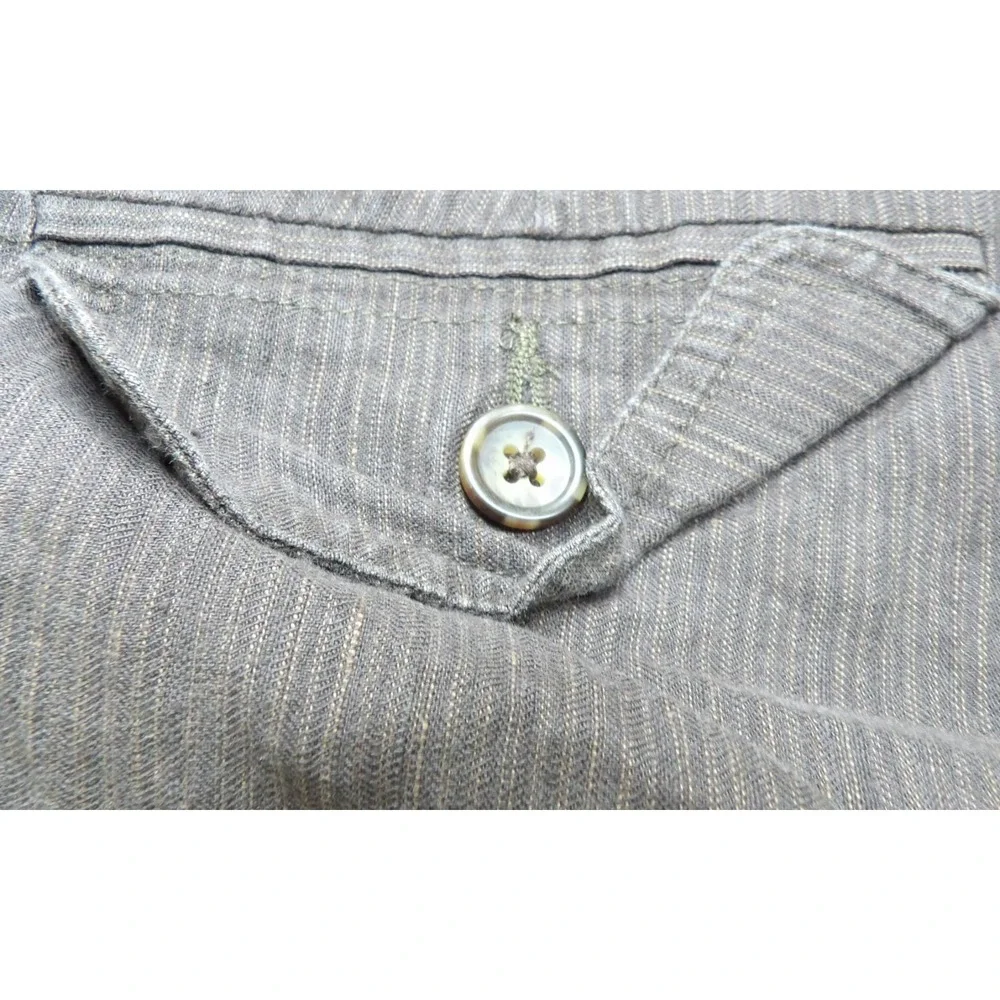 Banana Republic Women Brown Linen Blend Wide Leg Pant Pinstripe 6 Regular Office